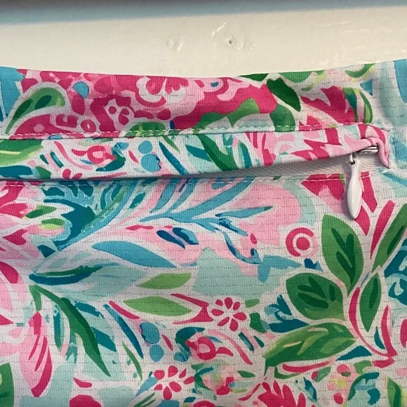 Lulu-B Colorful Paisley Mini Skort Pink and Green - Picture 7 of 7